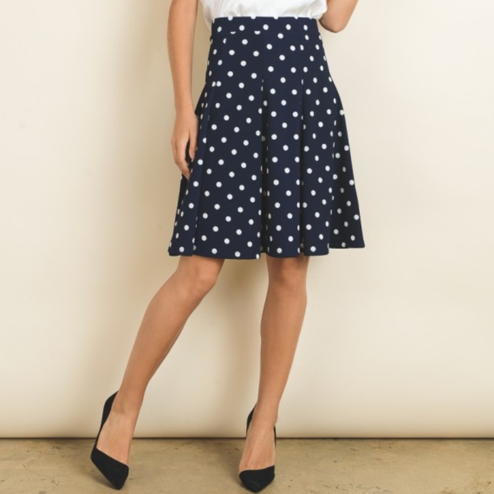 Navy Polka Dot Skirt
